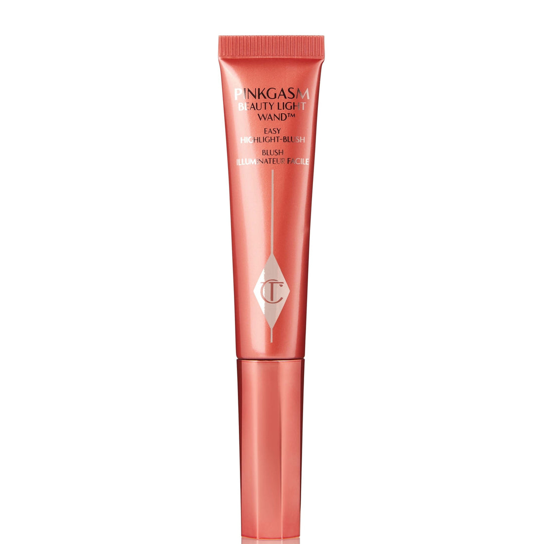 Charlotte Tilbury Beauty Light Wand makeup in various shades, featuring a 12ml tube with luminous liquid highlighter and glow.
