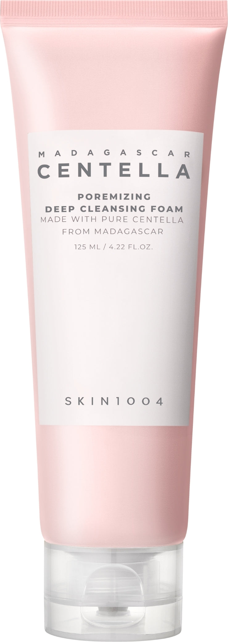SKIN1004 Madagascar Centella Pore-Refining Deep Cleansing Foam in 125ml bottle, showing the product's packaging and label.