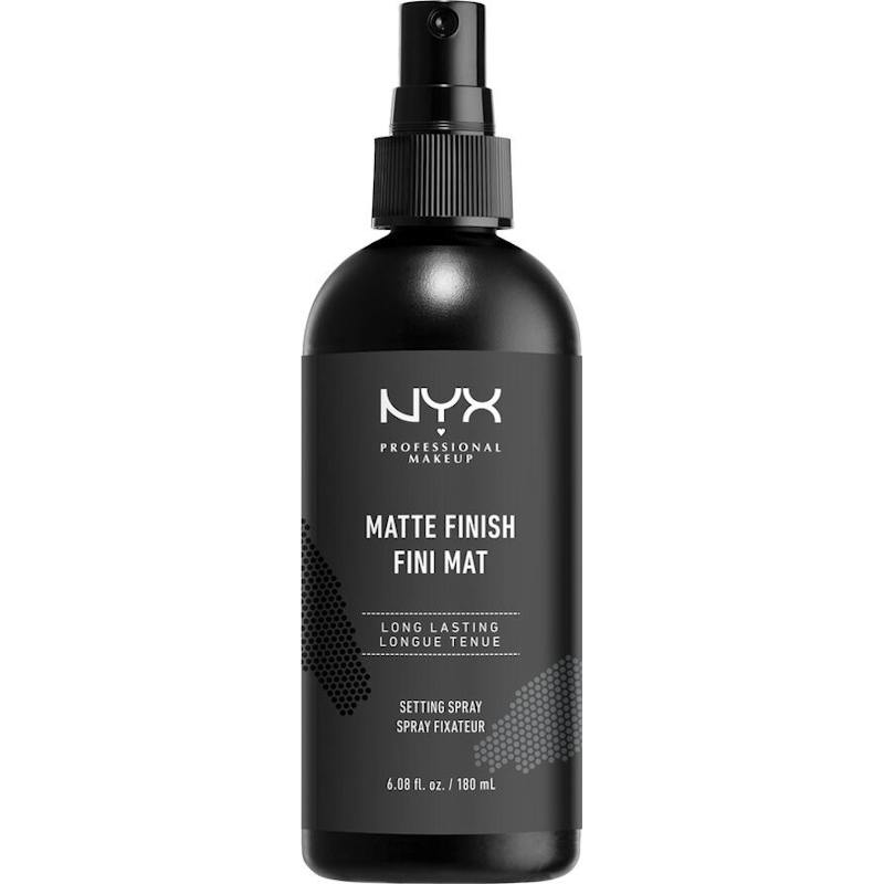 NYX Professional Makeup Matte Finish Setting Spray in a 60ml bottle, designed to set makeup with a matte look and reduce shine.