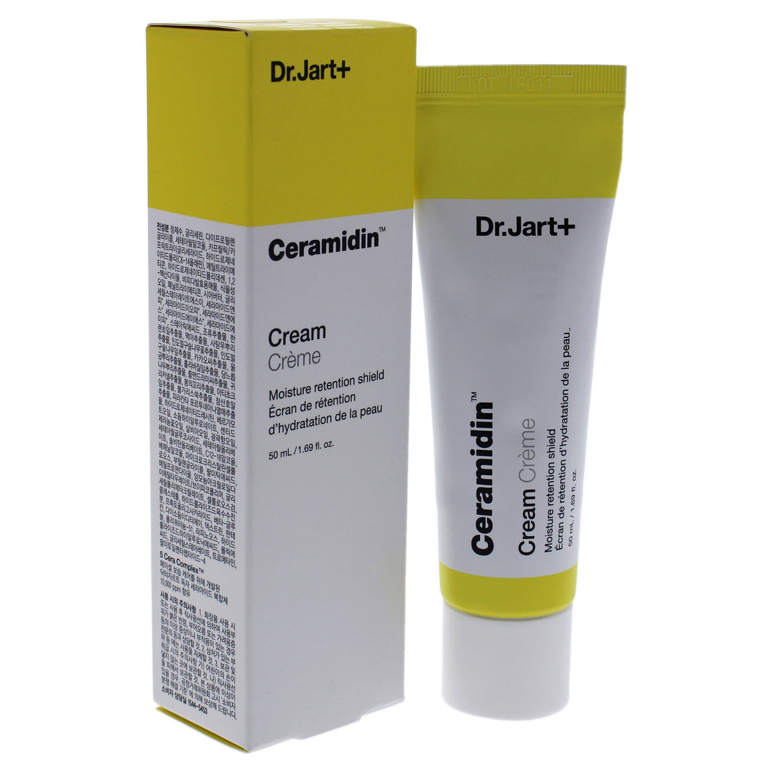 Dr Jart+ Ceramidin Cream 50ml jar showing the white, smooth cream in a clear container with the brand logo on the label.