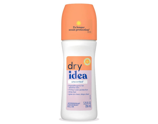 Dry Idea Unscented Roll-On Antiperspirant Deodorant 3.25 oz Pack of 10