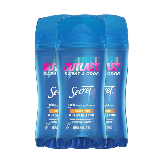 Secret Outlast Hygienic Fresh Invisible Solid Antiperspirant 2.6 oz Pack of 3