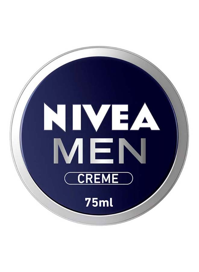 NIVEA MEN Creme for face, body, and hands in 75ml container, men's grooming skincare product with blue and white packaging.