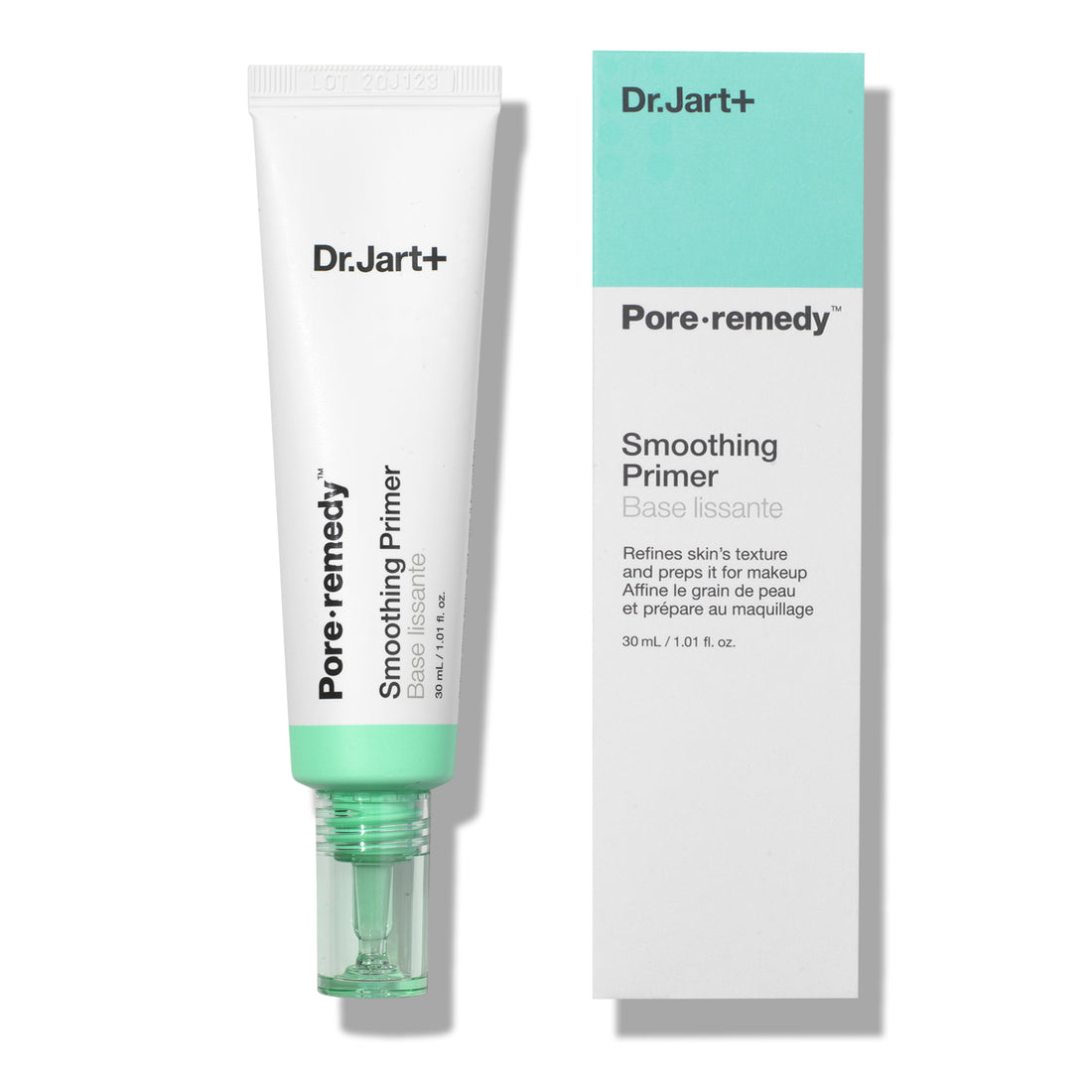Dr.Jart+ Pore Remedy Soothing Primer 30ml makeup tube, lightweight and smooth, designed to minimize pores and prepare skin for makeup application.