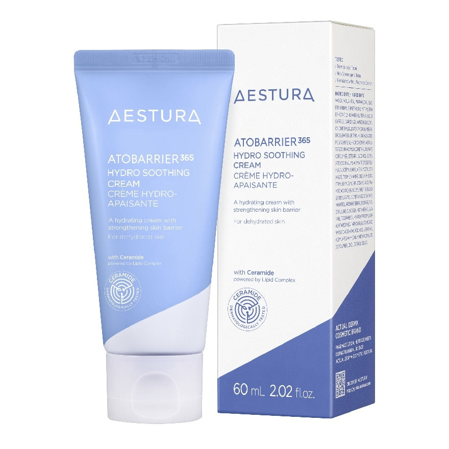 AESTURA ATOBARRIER365 Hydro Soothing Cream in a 60ml jar, side view showing the product with a clean, minimalist design.