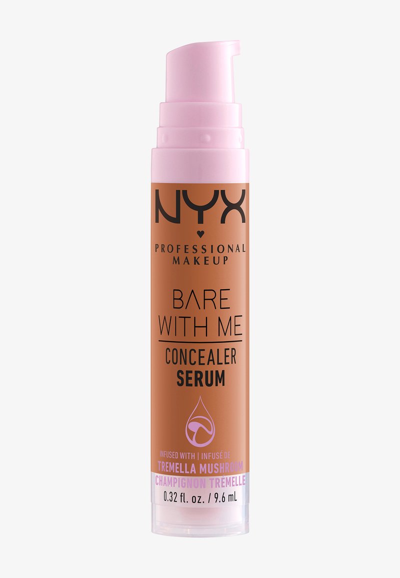NYX Professional Makeup Bare With Me Concealer Serum tube, 9.6ml, with applicator and sleek packaging.