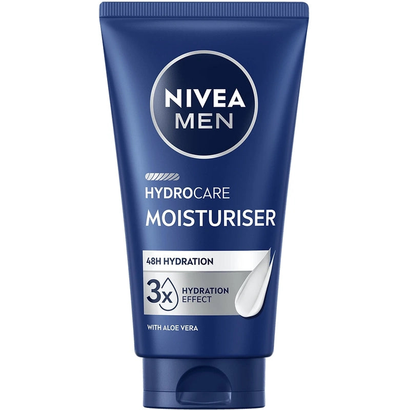 NIVEA MEN Hydrocare 48H Hydration Face Moisturiser in 75ml tube, men's grooming product for deep skin hydration