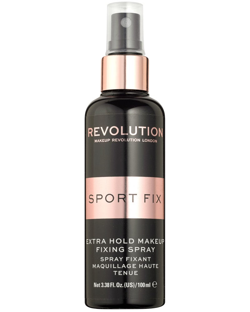Revolution Beauty Revolution Sport Fix Makeup Fixing Spray 100ml in a spray bottle for setting makeup.