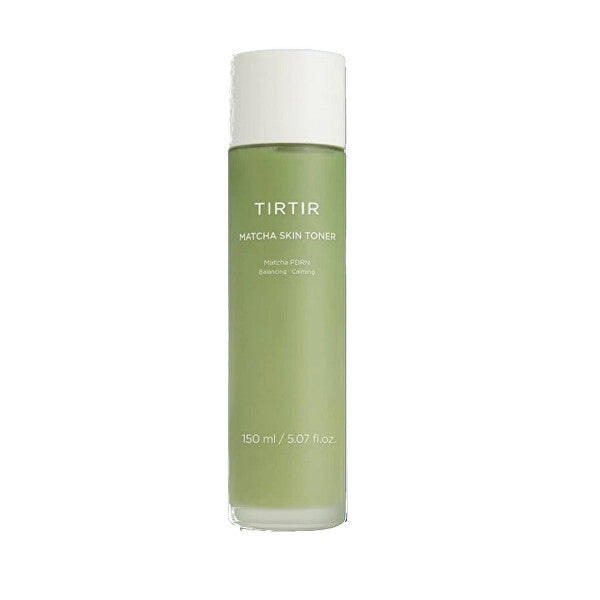 TIRTIR Matcha Skin Toner 150ml in a clear bottle, featuring green tea extract for soothing K-Beauty skincare.