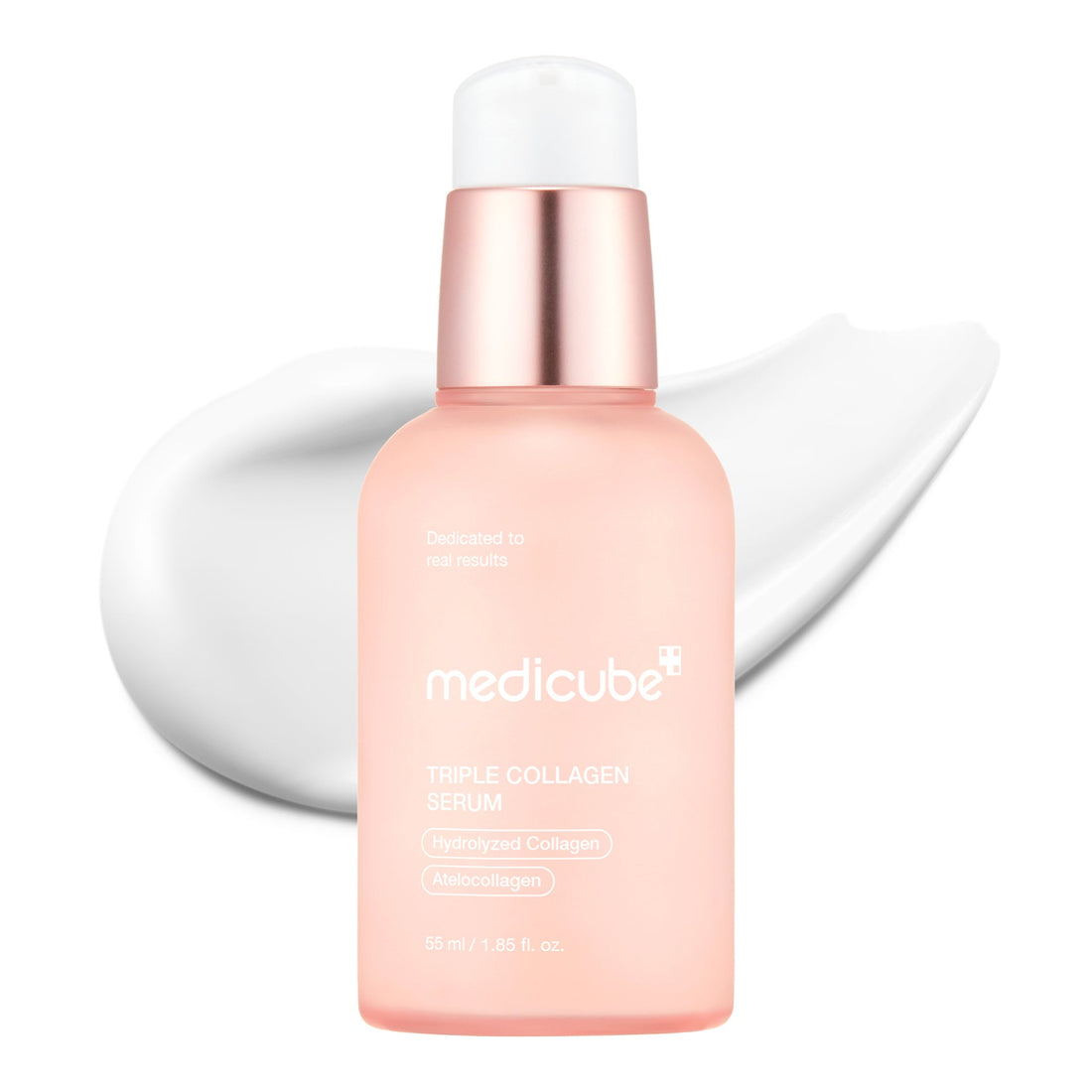 Medicube Triple Collagen Serum 4.0 55ml bottle showing clear glass container with serum inside, ideal for K-beauty skincare.