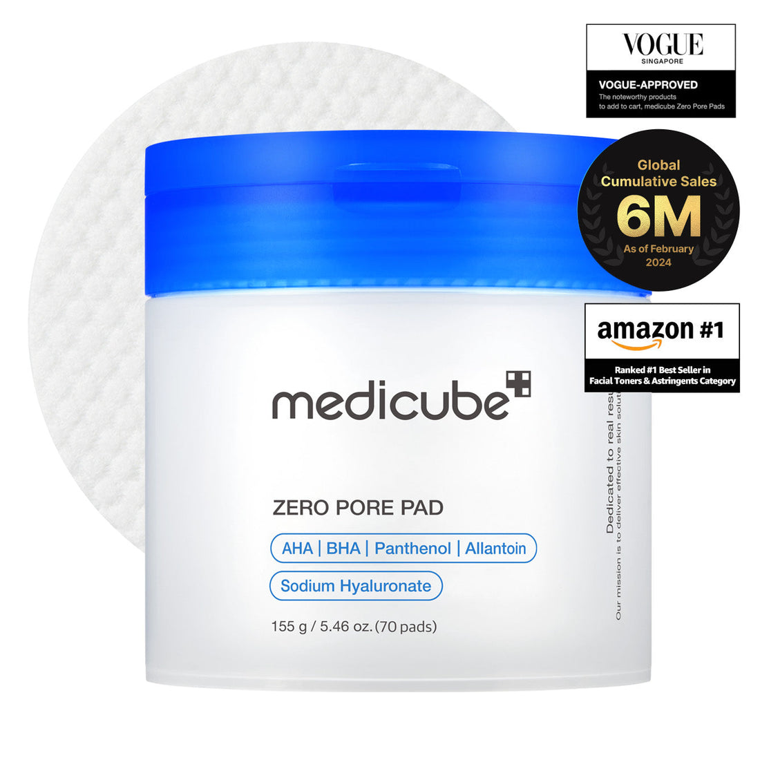 Medicube Zero Pore Pad 2.0 K-Beauty skincare product with 70 exfoliating pads for clearer, smoother skin.