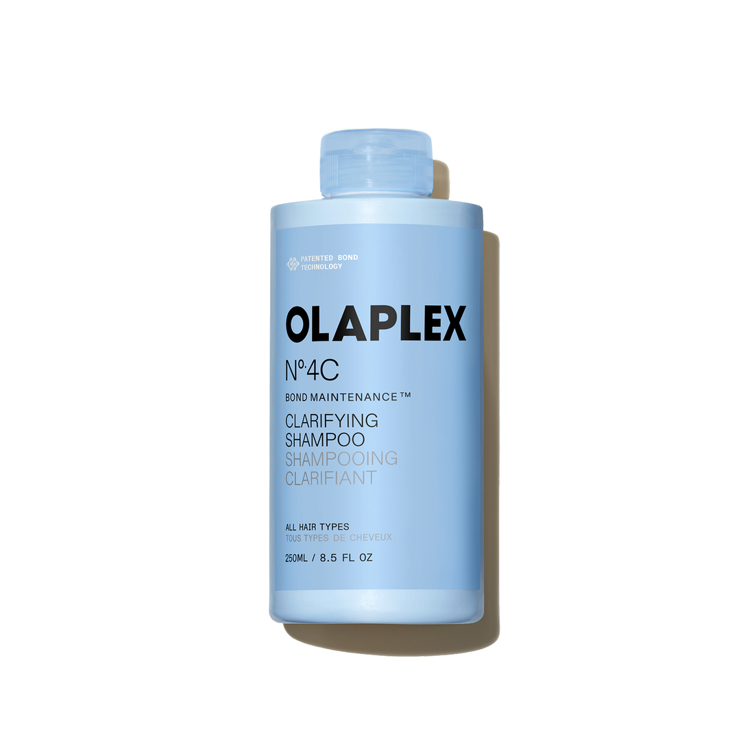 Olaplex No.4C Bond Maintenance Clarifying Shampoo 250ml bottle, gentle hair cleanser for deep cleansing and bond repair.