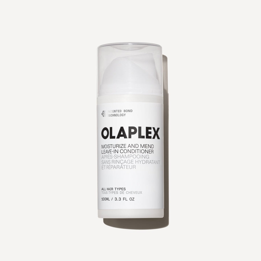 Olaplex No.5 Leave-In Moisturizer and Conditioner bottle, 100ml, for damaged hair repair and hydration.