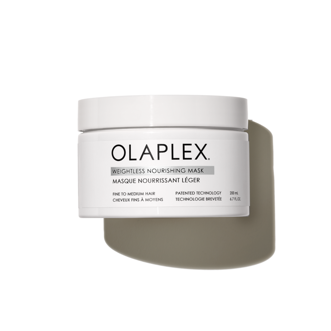 Olaplex Weightless Nourishing Hair Mask 200ml, creamy treatment in a jar, designed to hydrate and smooth hair.